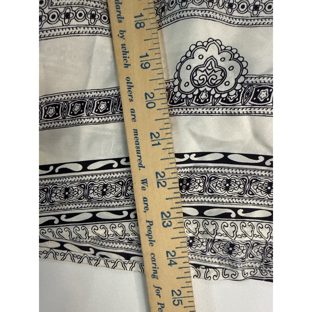 White House Black Market Cream and Black Patterned Wrap Blouse - Picture 6 of 6